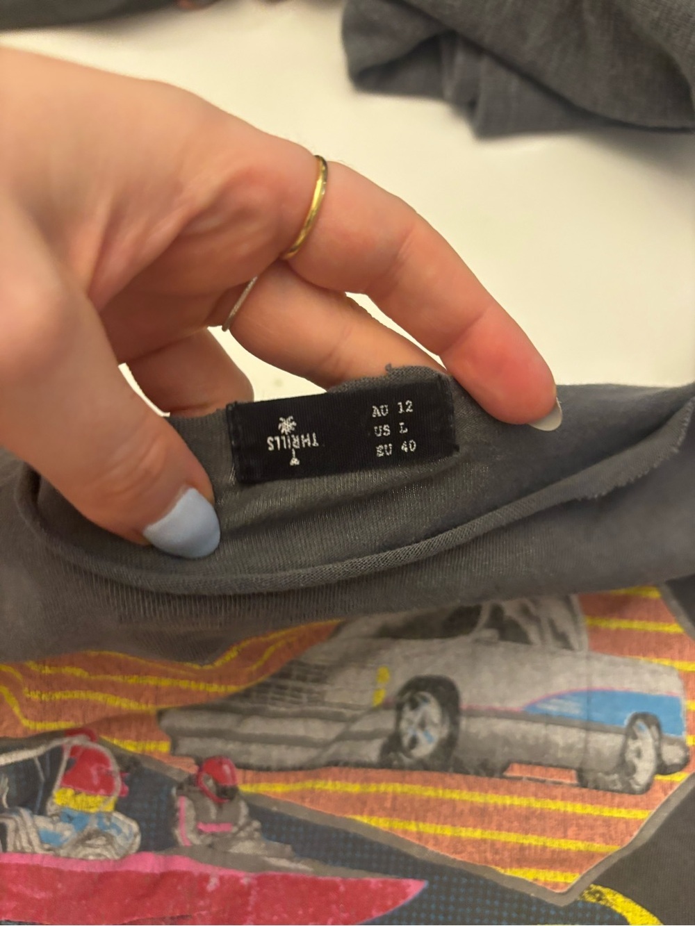 Prillls Cropped Graphic Tee in Charcoal Gray - Picture 2 of 2
